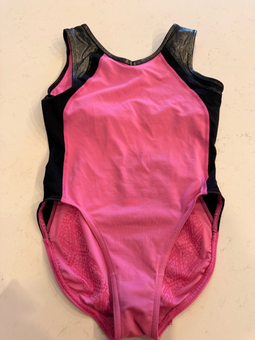 Ivivva Pink and Black Dance/Gymnastics Leotard with Shiny Black Accents